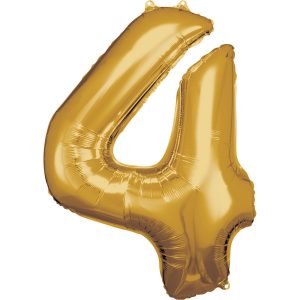 Balónek fóliový narozeninové číslo 4 - zlatý 86cm