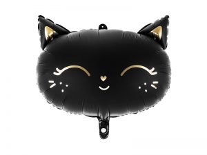 Fóliový balónek černozlatá kočka 48x36cm