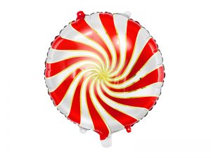 Fóliový balónek červenobílý bonbón 35 cm