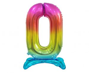 Samostojící fóliový balón 0 dúhový 74 cm