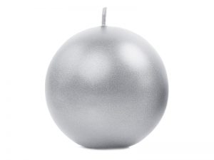 Svíčka - koule metalická stříbrná 8 cm