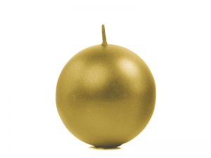 Svíčka - koule metalická zlatá 6 cm