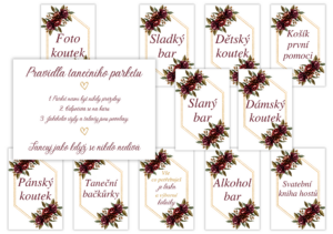 Personal Svatební informační karty - Bordó 12 ks Univerzálna karta: Zložená