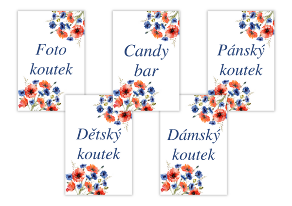 Personal Svatební informační karty - Vlčí máky 5 ks Univerzálna karta: Zložená-2