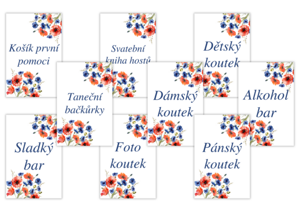 Personal Svatební informační karty - Vlčí máky 9 ks Univerzálna karta: Zložená-2